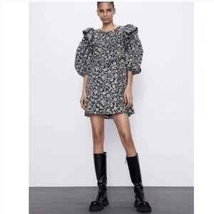 Zara Floral Printed Floral Mini Dress